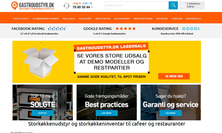 Storkøkken inventar webshop til en fordelagtig pris.