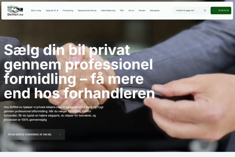Velanset og digitalt stærkt bilkoncept til salg (Skiftbil.nu)
