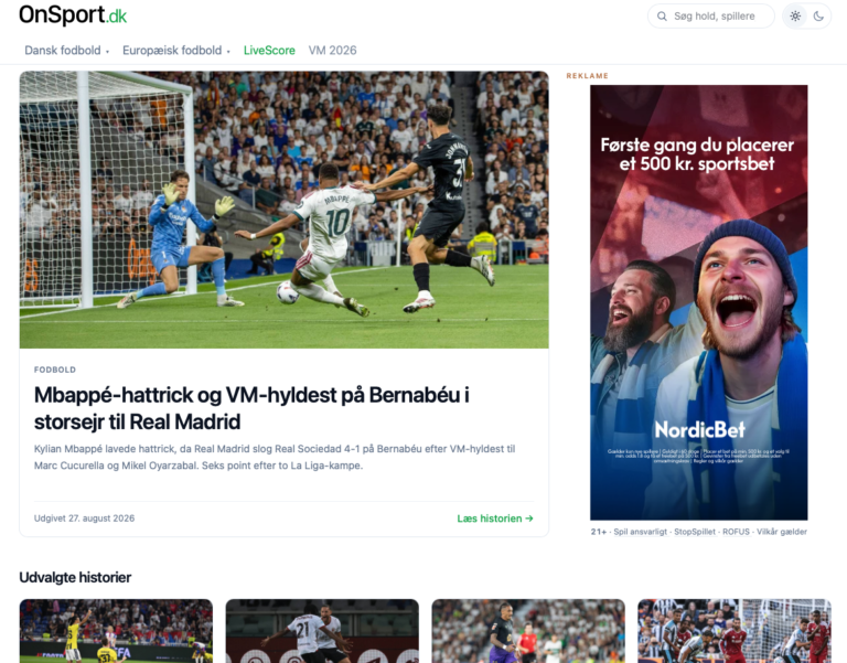 Nordisk sportsdomæne-pakke: OnSport.dk + .se + .no + .fi
