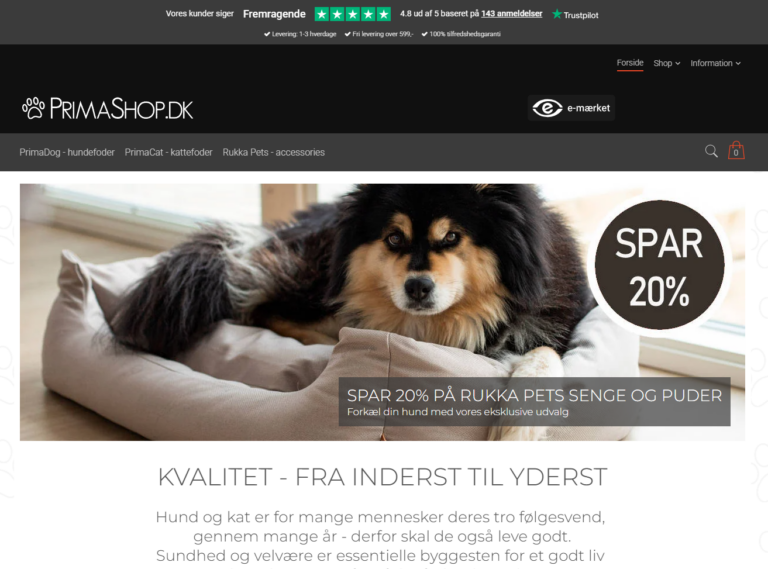 Niche-shop med salg af foder til hund og kat
